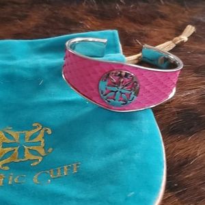 Rustic cuff Pink and Silver Bangle